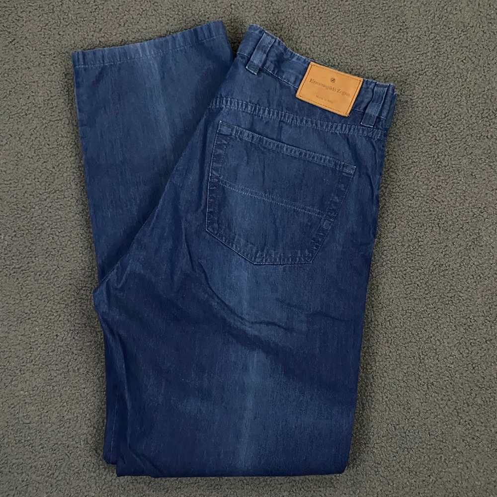 Ermenegildo Zegna Jeans FITS 34x32 Blue Straight Leg Lightweight Denim Italy
